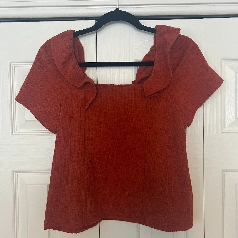 NWT Madewell Rust Ruffled Top - Picture 4 of 7